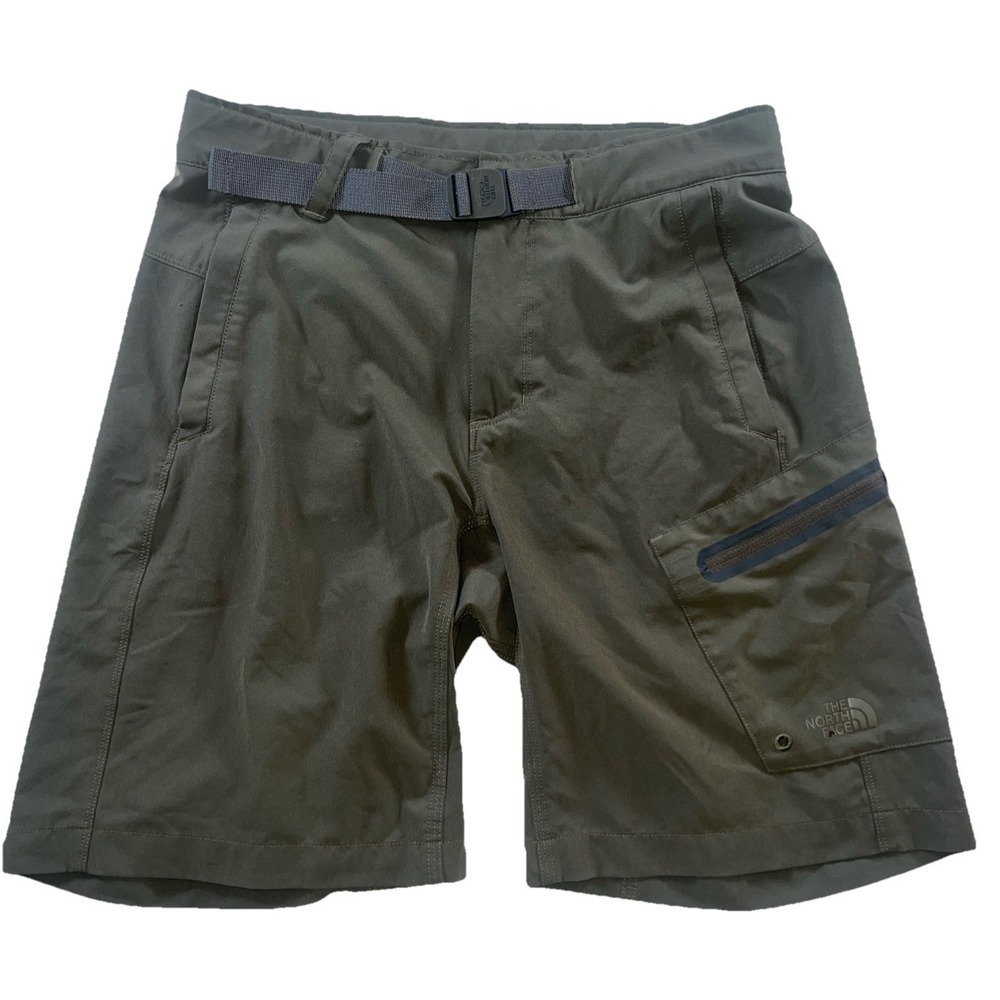 North Face Shorts Men 30 Green Paramount Trail Belted Nylon Hiking Twill Relaxed